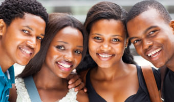 group of african american college students closeup
