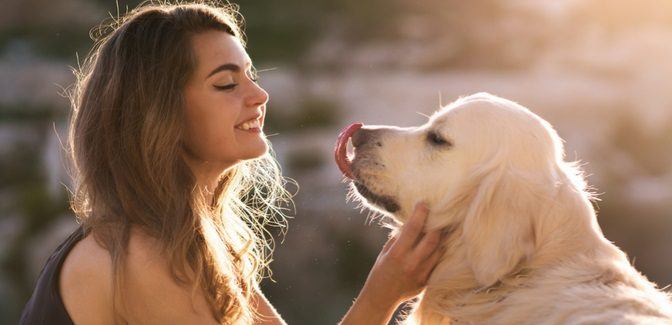 A woman with her dog